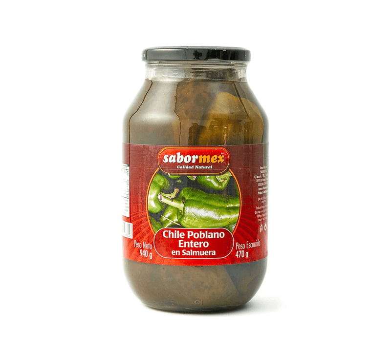 CHILE POBLANO ENTERO 940g SABORMEX 🇲🇽