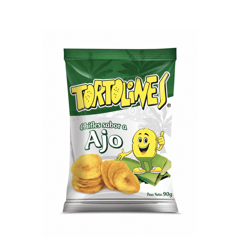 CHIFLES / PLATANITOS AJO / HVITLØK TORTOLINES 90g 🇪🇨